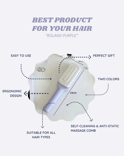 4-in-1 Self-Cleaning Anti-Static Hair Brush with Massage and Lifting Function