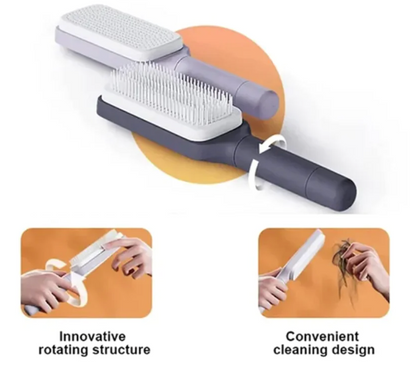 4-in-1 Self-Cleaning Anti-Static Hair Brush with Massage and Lifting Function